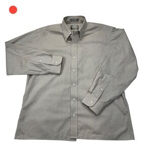 Stafford Executive Mens 16.5 34 Gray Pinpoint Oxford Wrinkle Free Dress Shirt